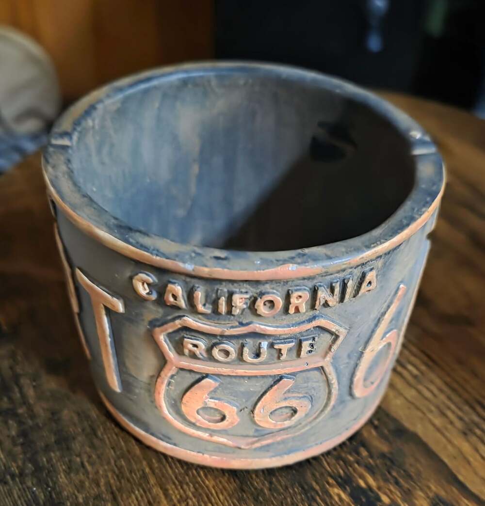 Set of 2 Vintage California Route 66 Decorative Ceramic Planters or Candle Holde